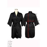 korte kimonobadjas satijn - zwart