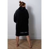 Luxe fleece deken met capuchon - zwart