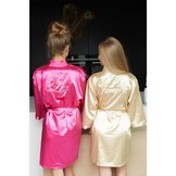 korte kimonobadjas satijn - wit