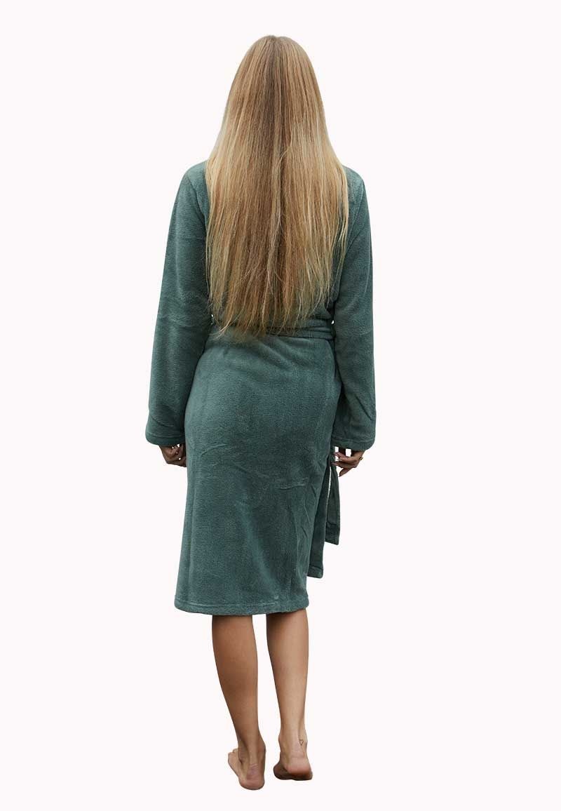 Olijfgroene fleece badjas – warm, stijlvol & unisex comfor