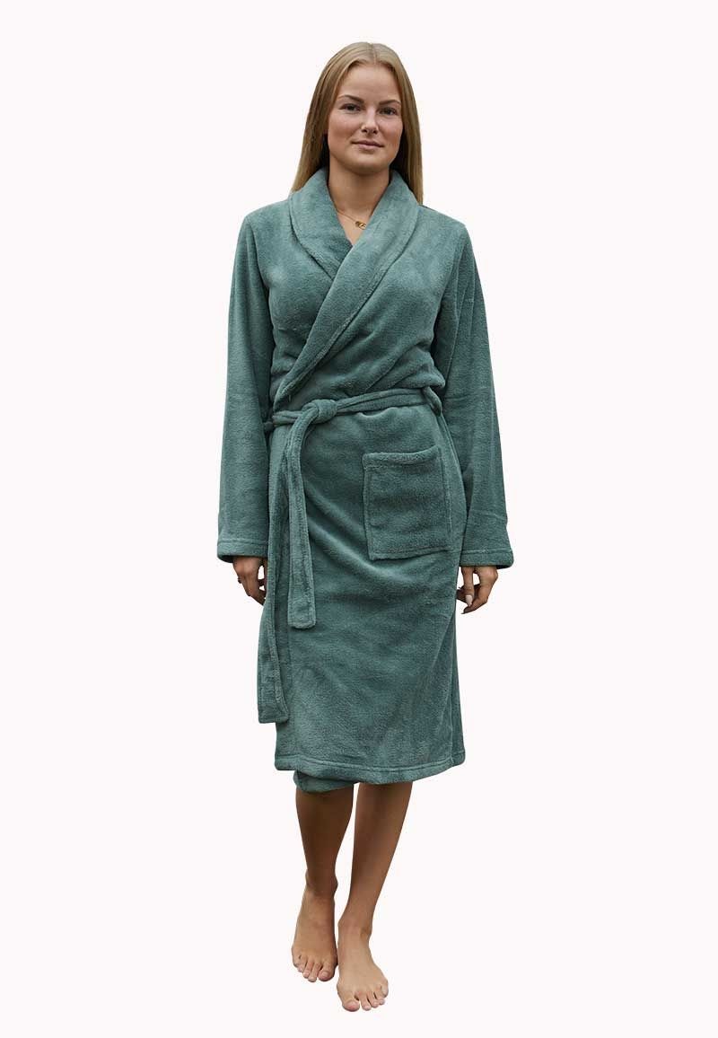Olijfgroene fleece badjas – warm, stijlvol & unisex comfor