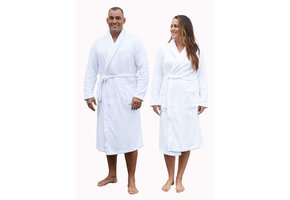 Fleece badjas wit unisex – Relax Company