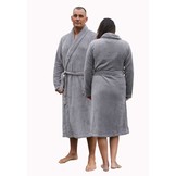 Relax Company fleece badjas taupe/grijs