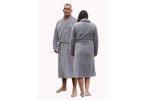 Fleece badjas grijs unisex – Relax Company