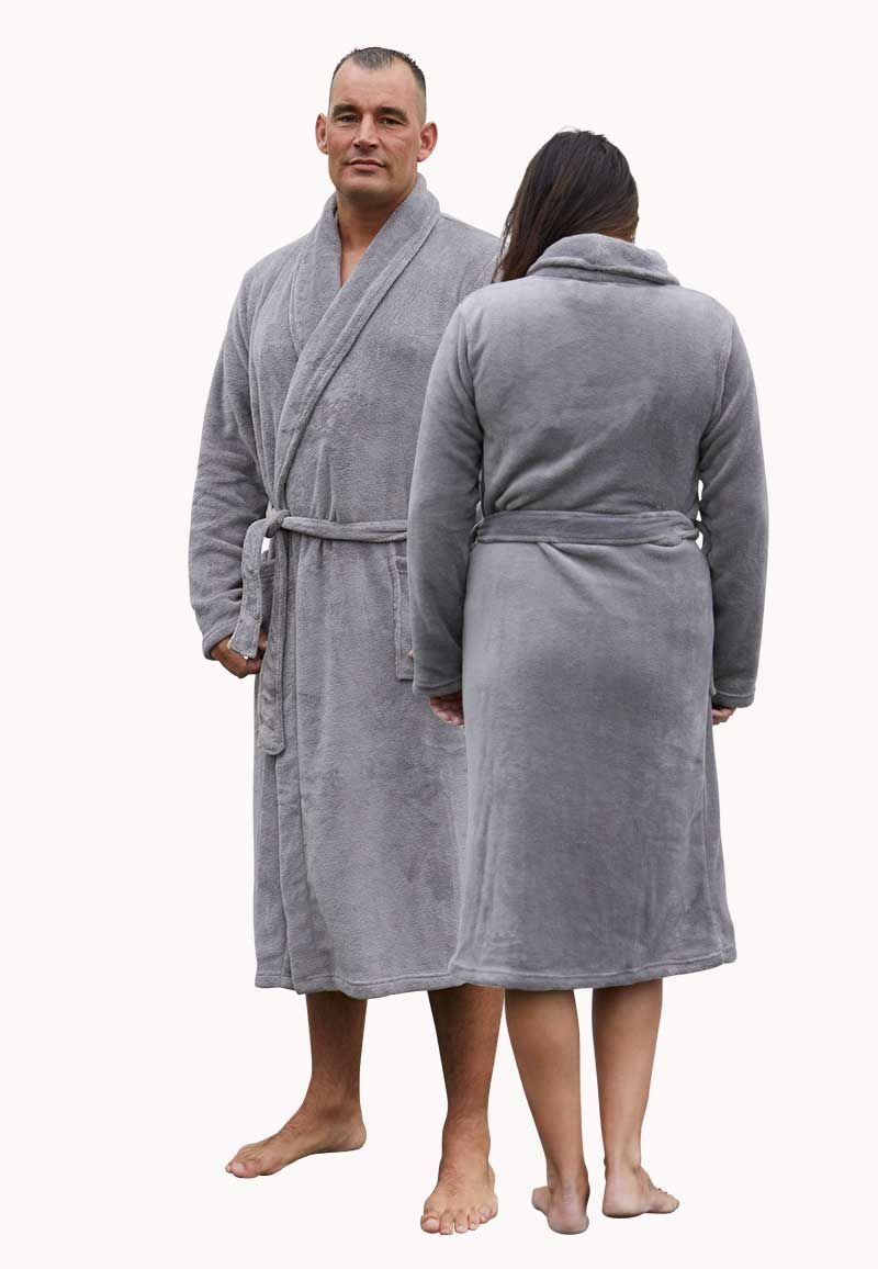 Relax Company fleece badjas taupe/grijs afbeelding