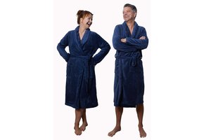 Fleece badjas marineblauw unisex – Relax Company