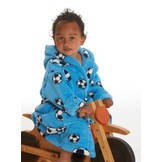 badjas kind Voetbal blauw fleece met capuchon