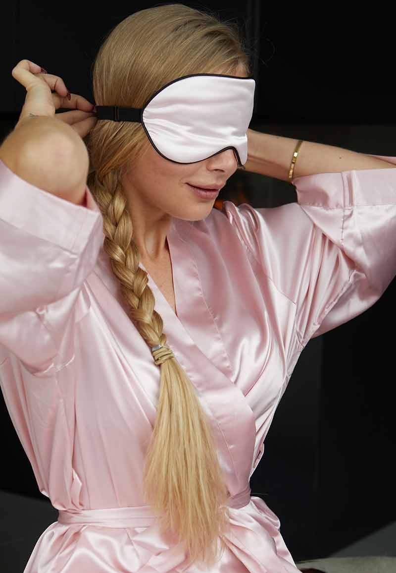 Satin-Luxury Oogmasker licht roze satijn afbeelding