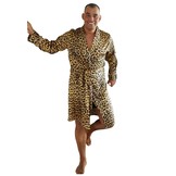 Satijnen herenbadjas luipaard