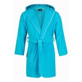 Baby badjas aquablauw katoen - met capuchon