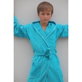 Kinderbadjas aqua blauw met naam borduren