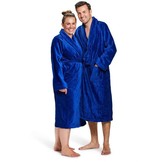 Kobalt blauwe velours badjas unisex met naam borduren
