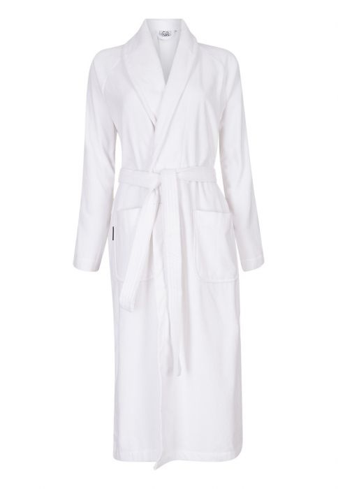 Badrock Witte velours badjas unisex met naam borduren afbeelding