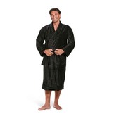 Zwarte velours badjas unisex met naam borduren