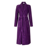 Paarse velours badjas unisex met naam borduren
