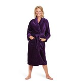 Paarse velours badjas unisex met naam borduren