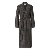 Antraciet velours badjas unisex met naam borduren