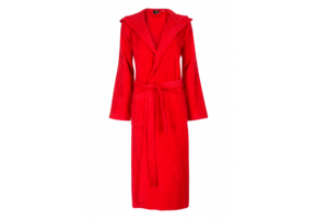 Rode capuchon badjas met naam borduren - badstof katoen