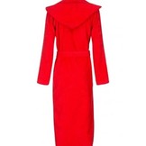 Rode capuchon badjas met naam borduren - badstof katoen