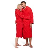 Rode capuchon badjas met naam borduren - badstof katoen
