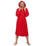 Rode capuchon badjas met naam borduren - badstof katoen