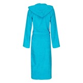 Aqua blauwe capuchon badjas met naam borduren - badstof katoen