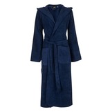 Donkerblauwe capuchon badjas met naam borduren - badstof katoen