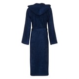 Donkerblauwe capuchon badjas met naam borduren - badstof katoen