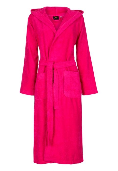 Badrock Roze capuchon badjas met naam borduren - badstof katoen afbeelding