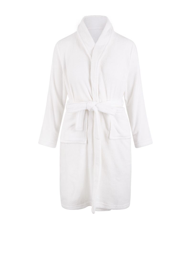 Relax Company Witte fleece kinderbadjas met naam borduren afbeelding