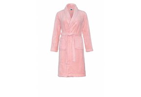 Pastel roze fleece kinderbadjas met naam borduren