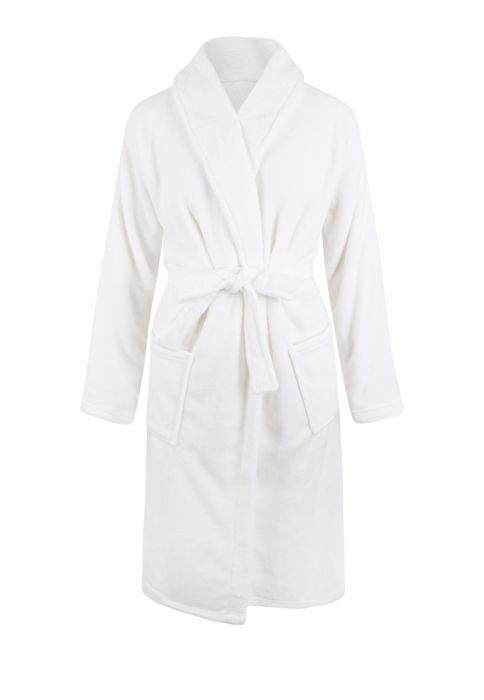 Relax Company Witte unisex fleecebadjas met naam borduren afbeelding