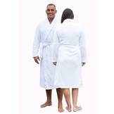 Witte unisex fleecebadjas met naam borduren