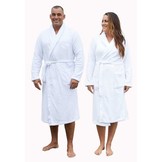 Witte unisex fleecebadjas met naam borduren