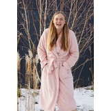 Pastel roze unisex fleecebadjas met naam borduren