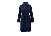 Marine blauwe unisex fleecebadjas met naam borduren