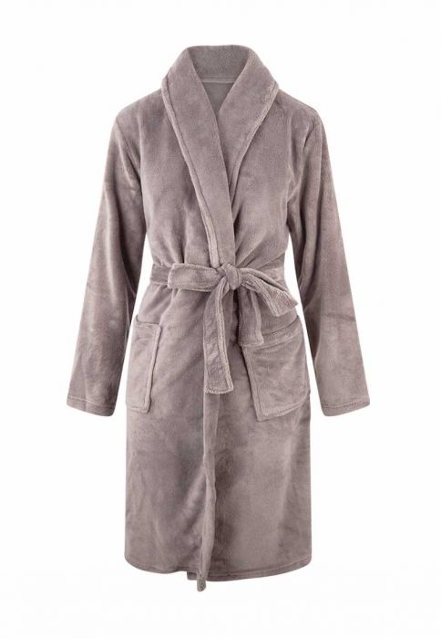Relax Company Grijs unisex fleecebadjas met naam borduren afbeelding