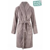 Grijs grote maten fleecebadjas met naam borduren