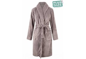 Grijs grote maten fleecebadjas met naam borduren