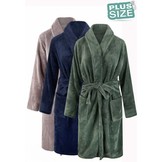 Grijs grote maten fleecebadjas met naam borduren