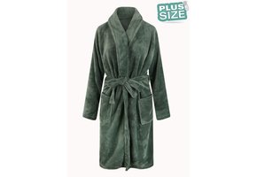 Groene grote maten fleecebadjas met naam borduren