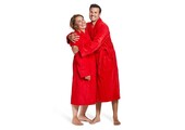 Rode velours badjas unisex met naam borduren