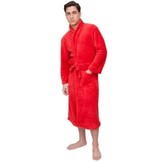 Rode velours badjas unisex met naam borduren