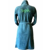Olijf groene fleece kinderbadjas met naam borduren