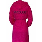 Roze capuchon badjas met naam borduren - badstof katoen