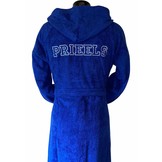 Kobaltblauwe capuchon badjas met naam borduren - badstof katoen