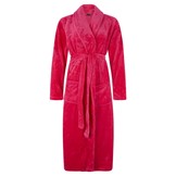 Donkerroze unisex fleecebadjas met naam borduren - lang model