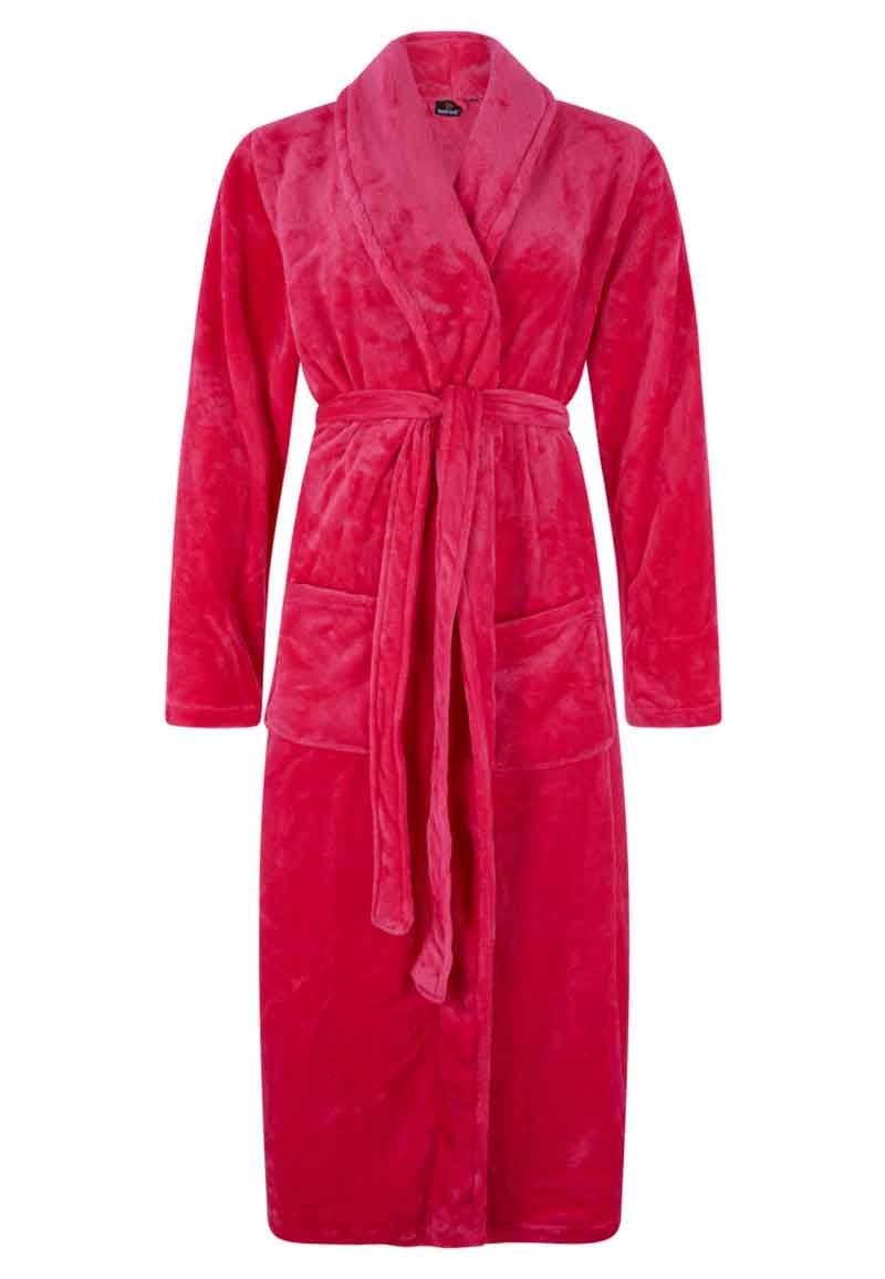 Badrock Donkerroze unisex fleecebadjas met naam borduren - lang model afbeelding