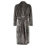 Grijze unisex fleecebadjas met naam borduren - lang model