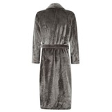 Grijze unisex fleecebadjas met naam borduren - lang model